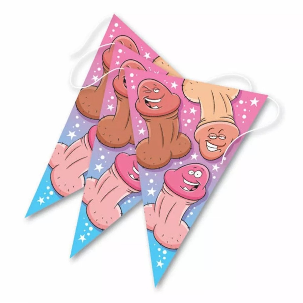 Pecker Banner Sign Flag Style 20" Bachelorette Hen Party Silly Fun Party Banner